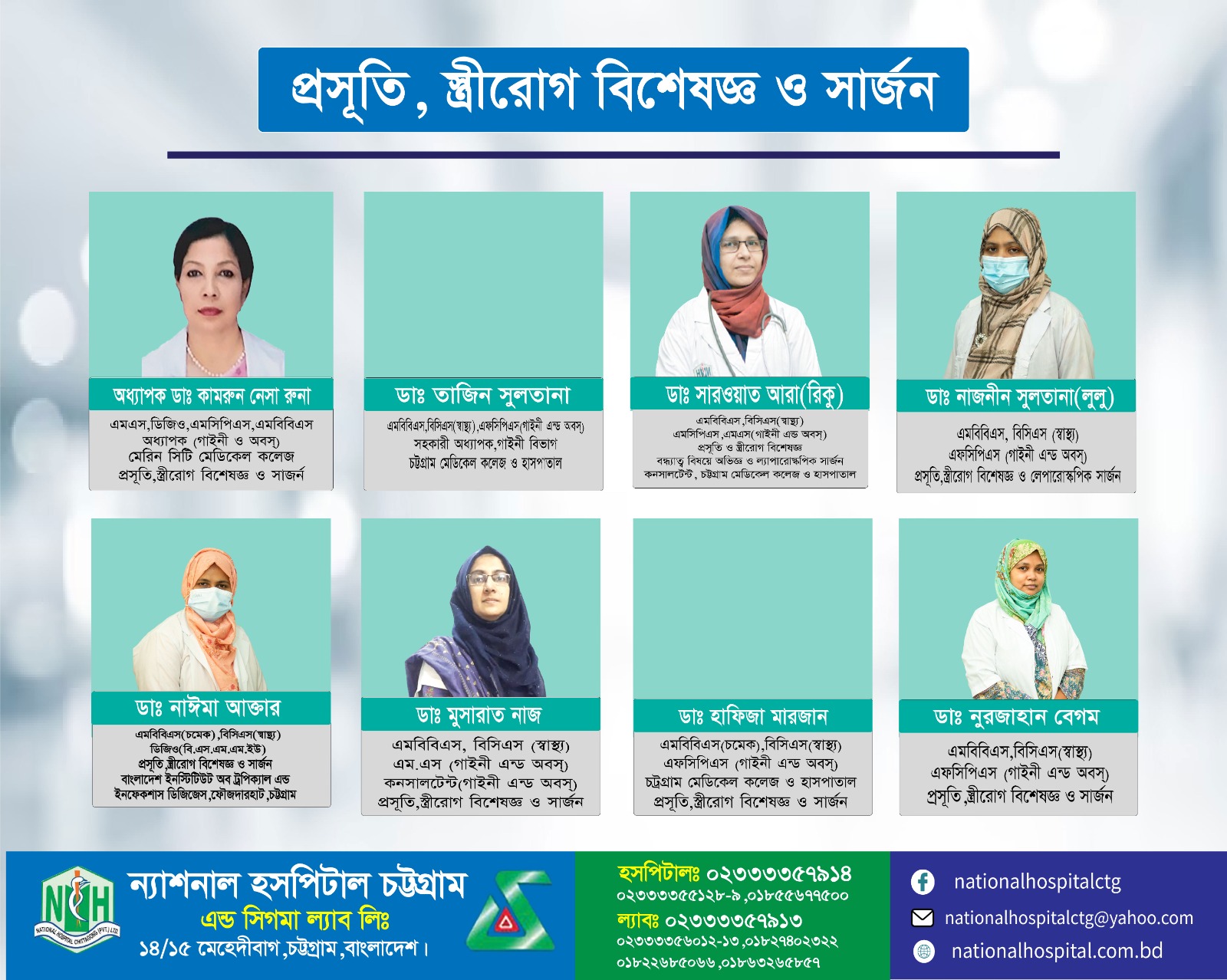 List of Gynecologist Specialists in Chittagong